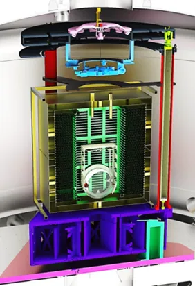 Silicon mirror hanging inside the E-TEST prototype amos 